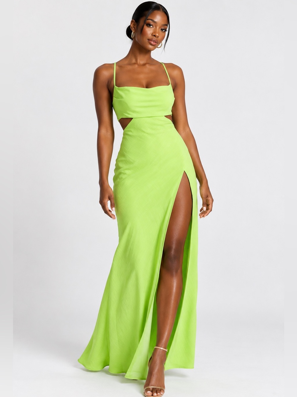 Showpo. | Dresses | Nwt Showpo Lime Cutout Spaghetti Strap Maxi Dress Size 4